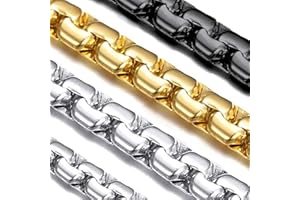 Suplight Collana Uomo a Catena Cubana Figara Scatola in Acciaio Inossidabile 316L Placcato Nero/Oro/Argento larghezza 4-6-9mm lunghezza 46-76cm per Uomo Ragazzo Hip Hop Rapper Confezione Regalo