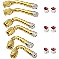 6Pcs Valve Extension, Bolatus Tyre Valve Extension Adapter Valve Stem Adapter 45 90 135 Degree Brass Air Tire Stem Extension for Car Motorcycle Bike Truck RV's Scooter with 6 Metal Caps