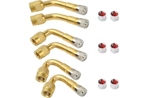 6Pcs Valve Extension, Bolatus Tyre Valve Extension Adapter Valve Stem Adapter 45 90 135 Degree Brass Air Tire Stem Extension for Car Motorcycle Bike Truck RV's Scooter with 6 Metal Caps