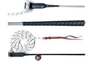 Nbrand JA Horse Bâton de contact d'entraînement avec corde pour le travail au sol 100 cm 120 cm Bâton d'équitation Finesse Stick Carrot Stick Horseman Stick (120 cm, argent)