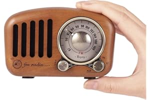 PRUNUS J-919 UKW FM Klassisches-Holz Retro Radio Klein, Tragbares Radio mit Bluetooth Lautsprecher, Nostalgie Radio mit AUX/SD-Funktion, 1800mAh Wiederaufladbare Batterie. (Kirschholz)