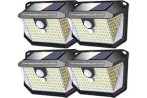 KALAHOL Solar Lights Outdoor 178 LEDs, Upgraded 3 Modes Solar Security Light Outdoor Motion Sensor, IP65 Waterproof Outside Solar Powered Lighting for Wall Garden Fence (4 Pack)