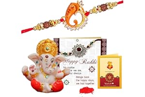 TIED RIBBONS Raksha Bandhan Rakhi for Brother with Gift Set | Ganesha Idol | Rakhi Card | Roli Chawal Tika - Rakhi Bracelet for Brother Rakhi for Bhaiya | Bhai Rakhi Thread