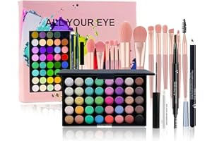 Honicemar 40 Colori Ombretti Set Tavolozza - Kit Trucco con Mascara Eyeliner Matita per Sopracciglia Pennelli per Occhi, Set di Trucchi per Look da Festa Quotidiani per Principianti e Truccatori
