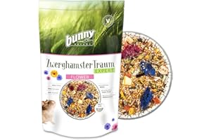 BUNNY NATURE bunnyNature ZwerghamsterTraum Expert Flower - Alleinfuttermittel für Zwerghamster - Futter Mix mit Vitaminen, Blüten, Superfood & Mehlwürmern - 500g