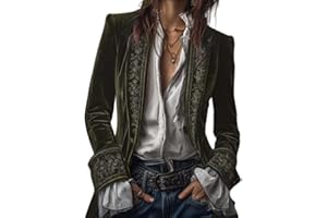 GENERIC Vintage Velvet Embroidered Long Jacket, Featuring Intricate Floral Printing Coat Women Renaissance Printed Top