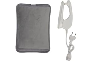 SHX Elektrische Wärmeflasche - Wärmegürtel Rücken, Heizkissen Rücken - 450 Watt, 2-6 Stunden Warmhaltezeit, Thermostat, Sicherung, Ladezeit 10-15 min, grau