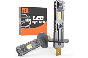 ANTEMOON Bombillas H1 LED, 100W 20000LM 6500K Blanca Fría 12V Luces LED Coche para Faro Delantero, 1:1 Mini Diseño Lámpara Reemplazo para Halógenos y Kit Xenón, Plug and Play, 2 Bombillas