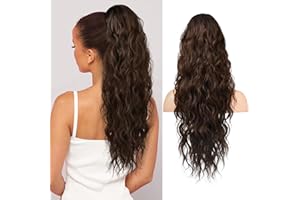 REECHO Ponytail Extension, 66 cm Long Beach Gewellt Zugband Pferdeschwanz Haarverlängerung Synthetischer Pferdeschwanz Haarteil für Frauen