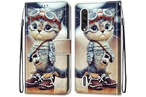 Mo-Somnus Funda para Xiaomi Mi A3 / Xiaomi Mi CC9e, Funda Cartera Funda Libro Caso Piel PU con Tapa Magnético Billetera Flip Carcasa Cuero [Protección Completa] [Ranura para Tarjeta] (Gato 1)