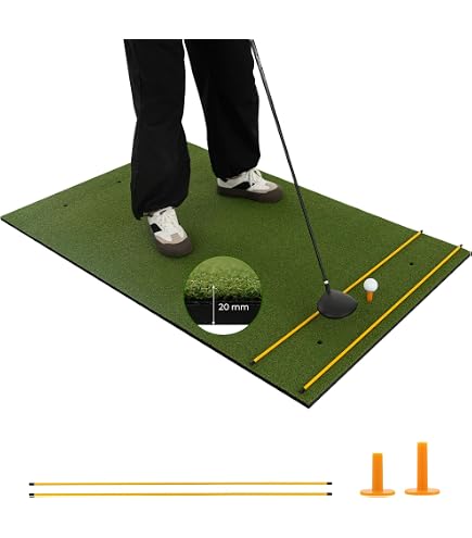 Faltbare Golf-Übungsmatte Mit 2 Rasenflächen – 60x40 Cm Groß, Inklusive T-Stück – Für Drinnen & Draußen