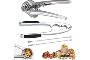 HBSFBH Casse Noisette, Casse Noix, 2 Pièces Casse Noix Multifonction Con 2 Pièces Fourchette, Pince Casse Noisette, Casse Noix en Métal, Casse Noix en Acier Inoxydable, Casse Noix Manuel Antidérapant
