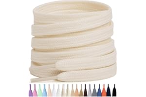 Stepace 2 paia Lacci Piatti in 100% Cotone (largi 8 mm) Stringhe per scarpe da ginnastica, scarpe da lavoro, scarpe sportive, scarpe da corsa