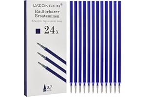 LVZONGXIN 24 mine di ricambio cancellabili, compatibili con Legami, punta 0,7 mm, altezza 13 cm, rotolo di inchiostro cancellabile, ricariche con inchiostro cancellabile,