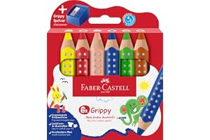 FABER-CASTELL - Grippy-set färgpennor, 6 målarpennor och pennvässare