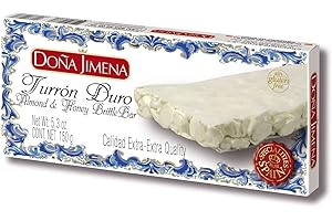DOÑA JIMENA - Turrón Duro Extra con Almendra Miel y Clara de Huevo, Textura Crujiente, Típico Dulce Navideño Calidad Suprema Sin Gluten, Turrón Tradicional 150G