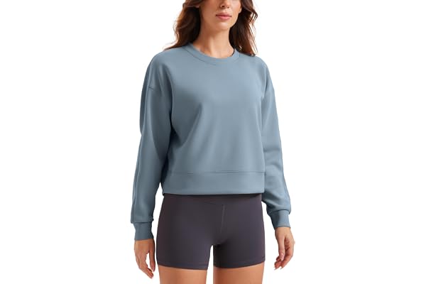 CRZ YOGA SoftAura Rundkrage-tröjor | Persiko-luddig textur, Casual, Avslappnad passform, Pullover, Sweatshirts för kvinnor