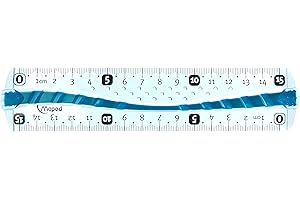 Maped - Righello infrangibile 15cm - Righello piatto con bordi antimacchia - Impugnatura ergonomica e morbida antiscivolo - Colore blu