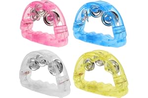 Tomaibaby 4pcs LED Tambourine Musical Flashing Tambourine Handheld Percussion Instrument for Kids Adults Light Up Tambourine for Party Halloween