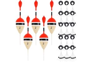OriGlam Galleggianti da pesca Bobber Slip Bobbers Kit, Slide Floats Balsa Wood Slide Floats, Bobber Slip Bobbers con Float Sinker Stops per Crappie Panfish Trota Bass