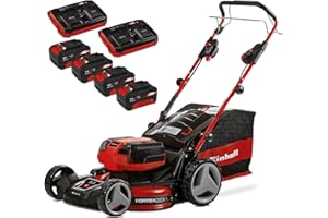 Einhell Professional Tondeuse à gazon sans fil GP-CM 36/47 S HW Li Power X-Change (36V, 47 cm largeur de coupe, autotractée, moteur sans charbon) Livré avec 4 Batteries 4,0Ah et 2 Chargeurs Doubles