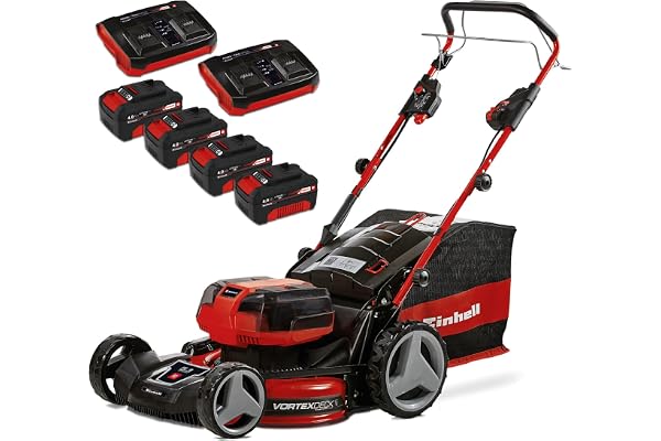 Einhell Professional Tondeuse à Gazon sans Fil GP-CM 36/47 S HW Li Power X-Change (36V, 47 cm Largeur de Coupe, autotractée, Moteur sans Charbon) Livré avec 4 Batteries 4,0Ah et 2 Chargeurs Doubles