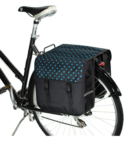 Borsa Per Portapacchi Amsterdam Double – Doppia Sacca, Copertura Antipioggia, Nero/bianco, 30 Litri, Per Bici E Cicloturismo