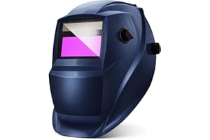 SHYOSUCCE Automatik Schweißhelm, Großes Sichtfeld, Auto Darkening, Variable Abdunklung DIN 9-13, Solar Schweißmaske für MMA, MIG/MAG, Wig/TIG und Polieren, inkl. 5 Ersatzscheiben, Dunkelblau