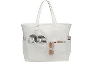 LEDAOU Duża torba plażowa z zamkiem błyskawicznym, wodoszczelna, torba na ramię, torba na zakupy, odporna na piasek, z zamkiem błyskawicznym, na basen, fitness, torba podróżna dla rodziny