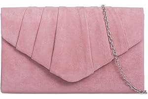 fi9® Plain Suede Pleated Wedding Ladies Party Prom Evening Clutch Hand Bag Purse