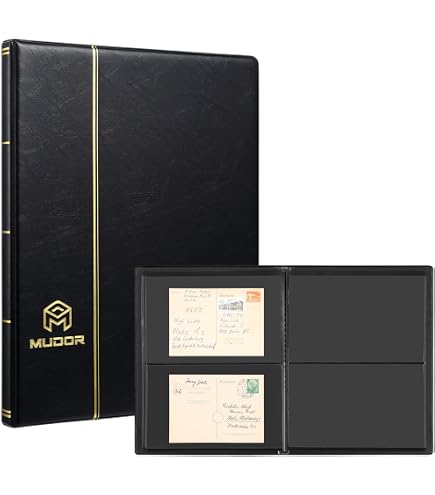 Classeur ELEGANT pour timbres avec 60 pages noires, 230 x 305 mm, vert
