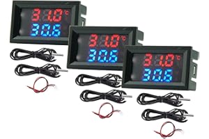 GERUI Messung 4~30V direkte Stromversorgung Rot + Blau Dual Display-Digital-Thermometer mit Wasserdichtem Metallfühler-Temperatursensor (3)