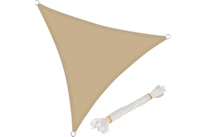 WOLTU Voiles d'ombre Triangle 4x4x4 m Respirante en HDPE, Toile d'ombrage Protection Solaire, Anti 85% UV Contre Le Vent, pour Jardin terrasse Camping Sable