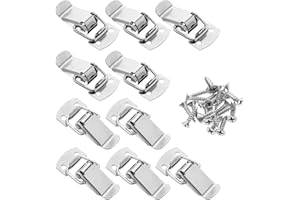 Bewudy 10 tappi di serraggio piccoli, in acciaio inox, con viti, chiusura a scatto piatta, chiusura a leva, per finestre, cassetta degli attrezzi, cassetto, cassetto, cassetto, cassettiera (38 x 22