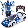 Thedttoy Transforming Toys Remote Control Transform Car 2 in 1 Remote Control Cars for Kids Boys Age 5-12, Deformation Robot RC Police Car for Kids Boys Girls (White)