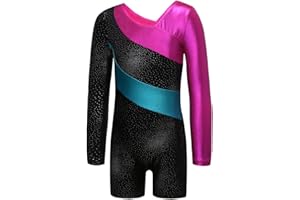 ZNYUNE One-pieceGirls Gymnastic Long Sleeve Leotards Sparkle Dancing Athletic Ballet Unitards for 3-12 Years