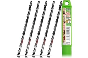 CONBRA® Hojas de sierra de calar de madera - 5 unidades T744D de largo en juego) – extra largas en funda de plástico – Hoja de sierra compatible con Bosch PST 700 E, Bosch GST 150 BCE