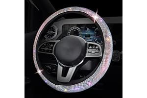 Gsrhzd Lenkradbezug, Lenkradbezug Glitzer, Autolenkradüberzug with Bling Bling, Strass Atmungsaktiv rutschfest Glitzerlenkradhülle, für Alle Standard-lenkräder von 36CM Bis 39CM, Mehrfarbig