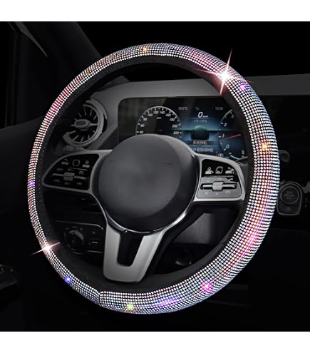 Valleycomfy Coprivolante Con Strass Nero - Pelle Microfibra Con Diamanti, Universale 37-38 Cm