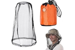 FOEEORT Midge Nets For Head,Extra Fine Holes, Fly & Bug Protection Gear for Camping, Hiking, Fishing, Gardening, Safari, Fit All Hats for Men & Women