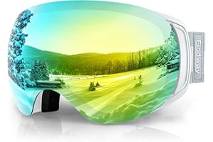 Findway Gafas de Esquí, Gafas Esqui Snowboard Nieve para Hombre Mujer OTG, Lente Intercambiable Magnética,Anti Niebla Gafas de Esquiar Protección UV Gafas de Ventisca Magnéticos Esférica Lentes