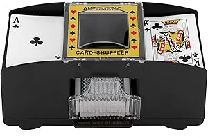 JASFYEE Automatic Card Shuffler, 2 Deck Poker Shuffler Machine, Electronic Casino Card Shuffler, Battery Operated Quick Card Mixer Card Shuffler Games Playing Tool for Casino Home Party Board Game (Black)