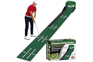 AHDXKUE Putting Mat Indoor Golf, Golf Putting Mat with Auto Ball Return, Includes Putting Green with Putter and Ball-Collect System for Home, Office and Backyard