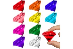 BOMOYA Große Größe Kinder bunte Diamant Spielzeug Edelsteine Set Acryl Kristall transparente Edelsteine Piraten Schatzsuche Spielzeug Geschenk für Geburtstag Weihnachten Hochzeit Dekoration 40 mm (10 Stück)
