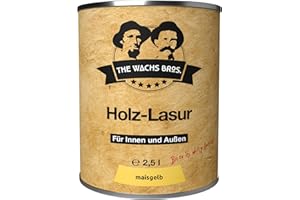 THE WACHS BROS. - Holzlasur Mais-Gelb 2,5 L - Vielseitiger Anstrich für Innen & Außen - Natürliche Inhaltsstoffe - Dauerhafter Schutz