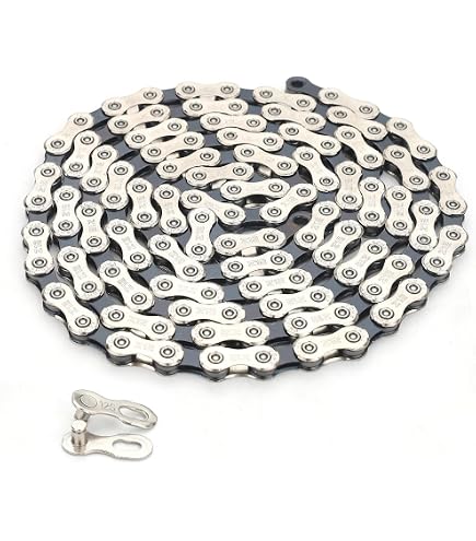 Chaîne 9 Vitesses 116 Maillons – Acier Carbone, Argentée, Compatible Shimano/SRAM Pour VTT Et Route