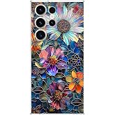 PrintiFy Samsung Galaxy S23 Ultra ile Uyumlu Vitray M&uuml;cevher Flora Tasarımlı Şeffaf Silikon Kılıf