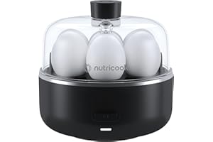 Nutricook Egg Cooker, 7 Eggs Capacity,Egg Cooker for Boiled, Poached, Scrambled Eggs & Omelettes, Buzzer Indicator, Precision Cooking, Includes accessories, EC207ME-K,Black, 2-Year Limited Warranty