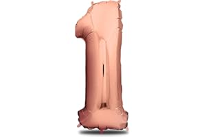 envami® Palloncini Compleanno 1 Anno Oro Rosa 101 CM - Palloncino Numero 1 - Numeri Gonfiabili Compleanno - Decorazioni Compleanno - Palloncino 1 Anno Compleanno - Vola con l'Elio