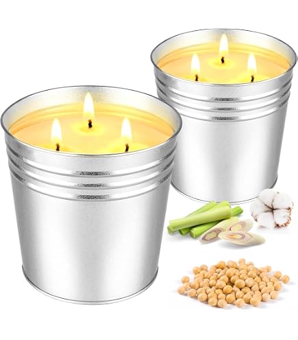 Bougies Citronnelle Lot De 3 - Cire De Soja, 75h Brûlage